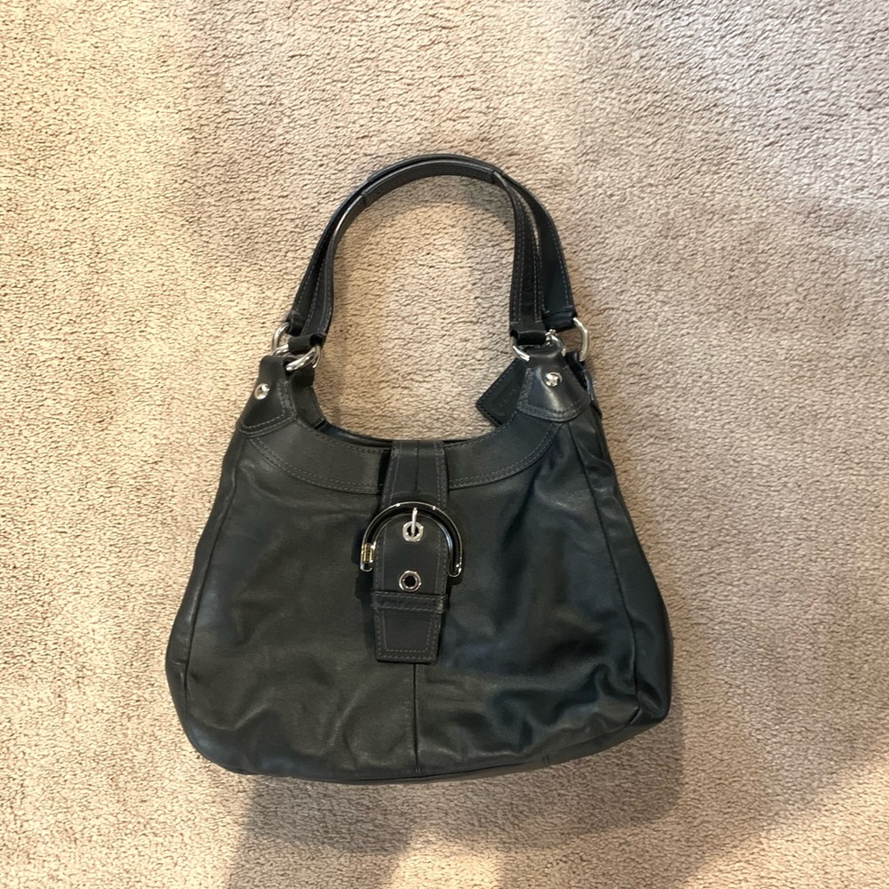 Black leather Coach purse